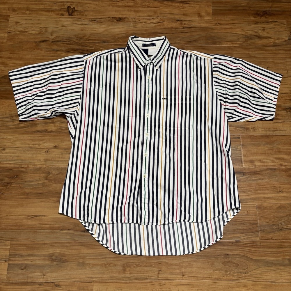 VTG 90s Alexander Julian COLOURS Button Up Shirt‎ Mens XL Colorful Striped Heavy